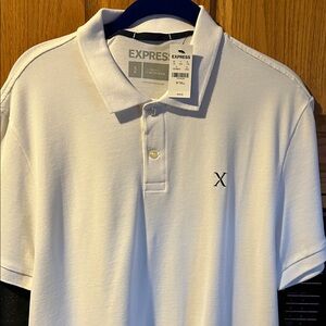 Express Men's white Polo Shirt with Embroidered Logo, NWT.